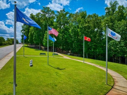 Service flags along the lawn