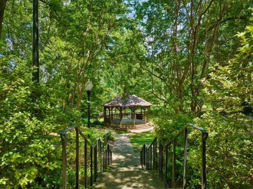 Steps down to the gazebo